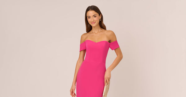 Off The Shoulder Midi Dress With Sweetheart Neckline In Brilliant