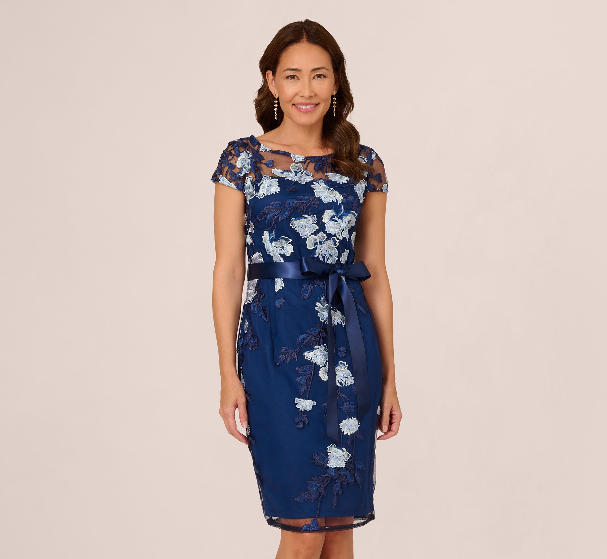 Embroidered Sheath Dress In Midnight Multi – Adrianna Papell