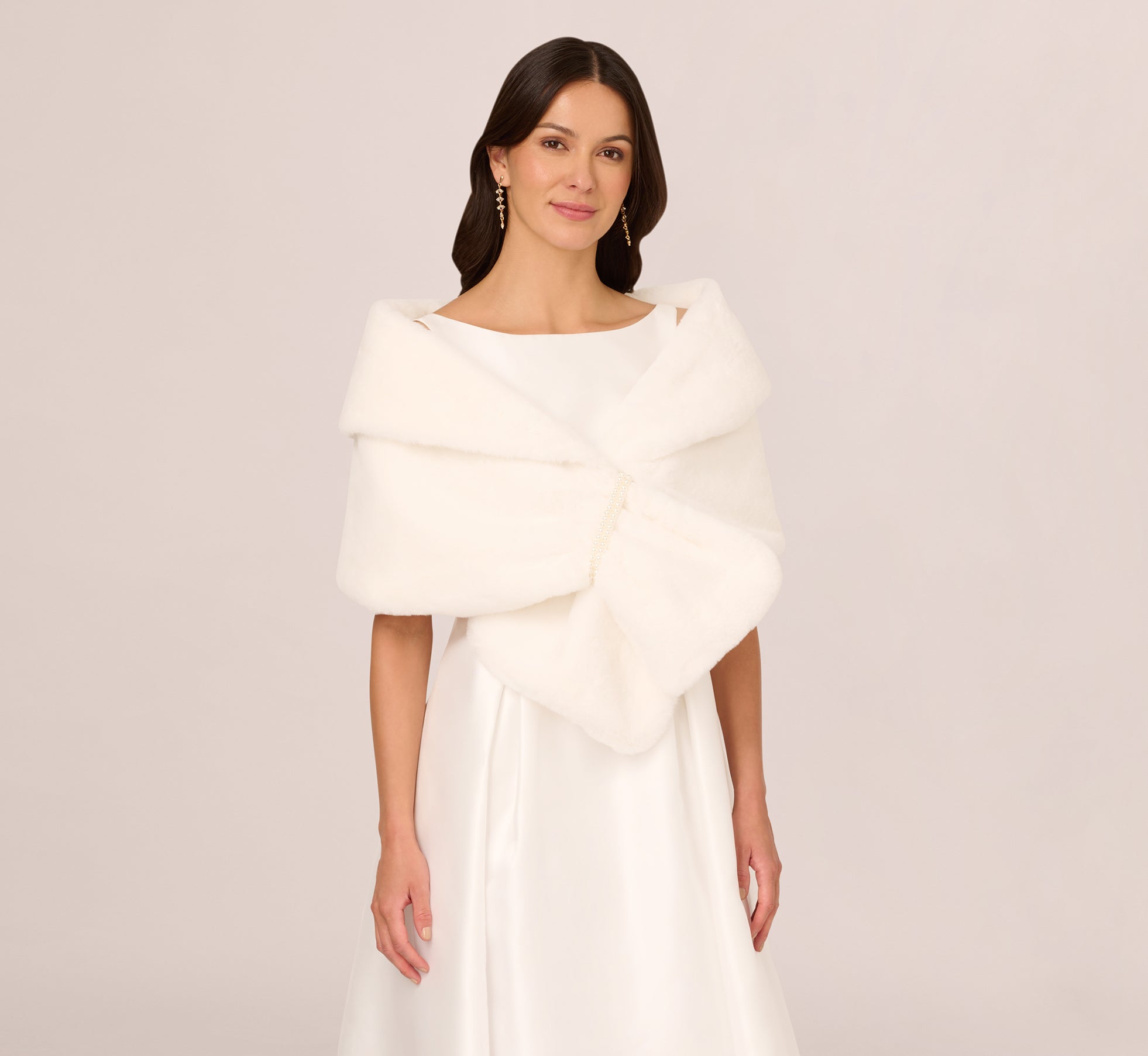 Faux Fur Wrap In Ivory – Adrianna Papell