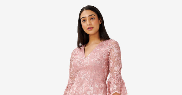 Floral Embroidered Short Sheath Cocktail Dress In Rose | Adrianna