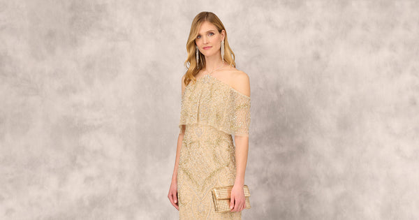 Adrianna Papell Womens Beaded Dress with Popover Bodice : :  Clothing, Shoes & Accessories