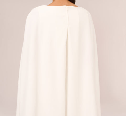 Structured Cape Sheath Dress In Ivory