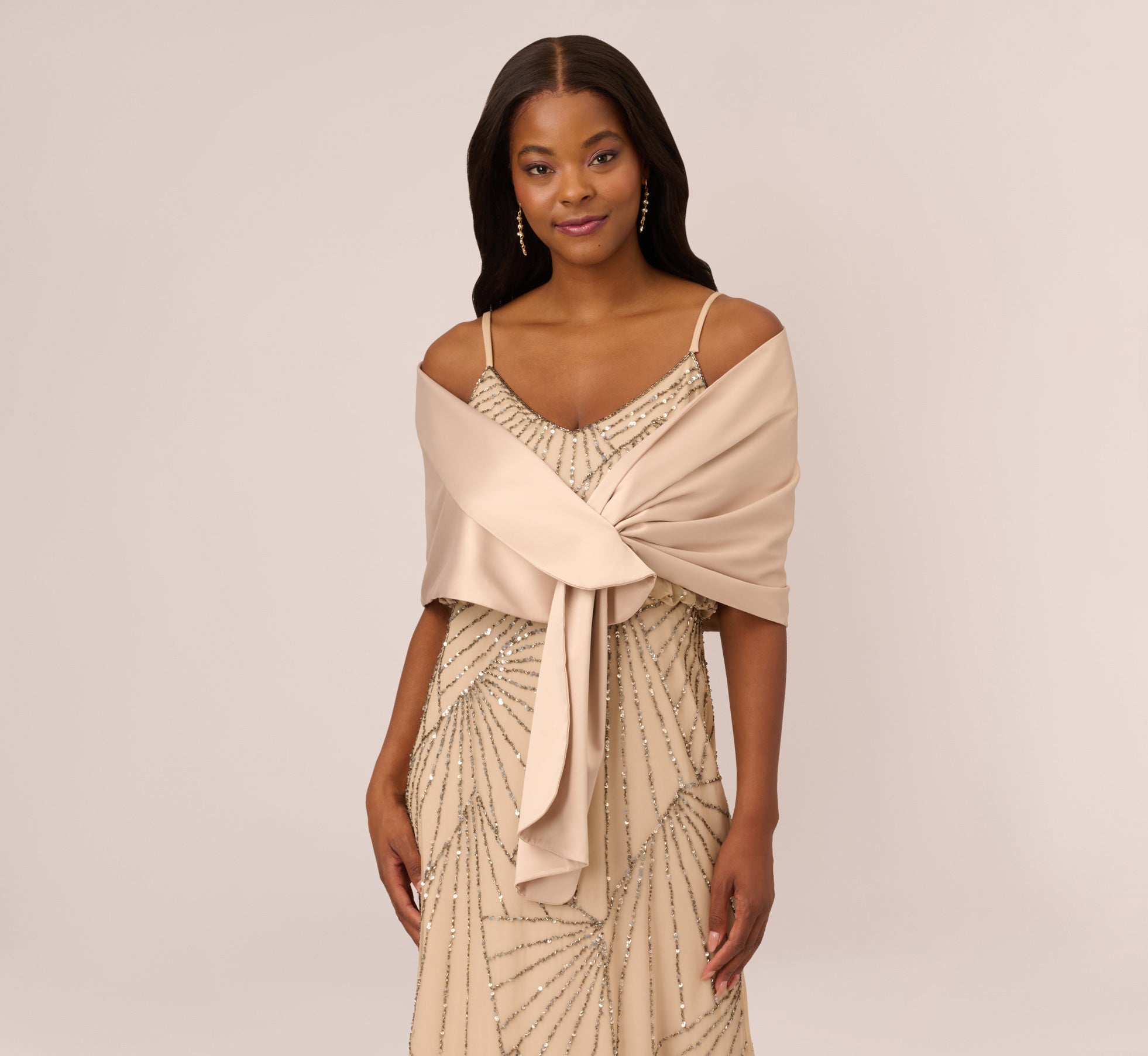 Charmuese Wrap In Champagne Adrianna Papell