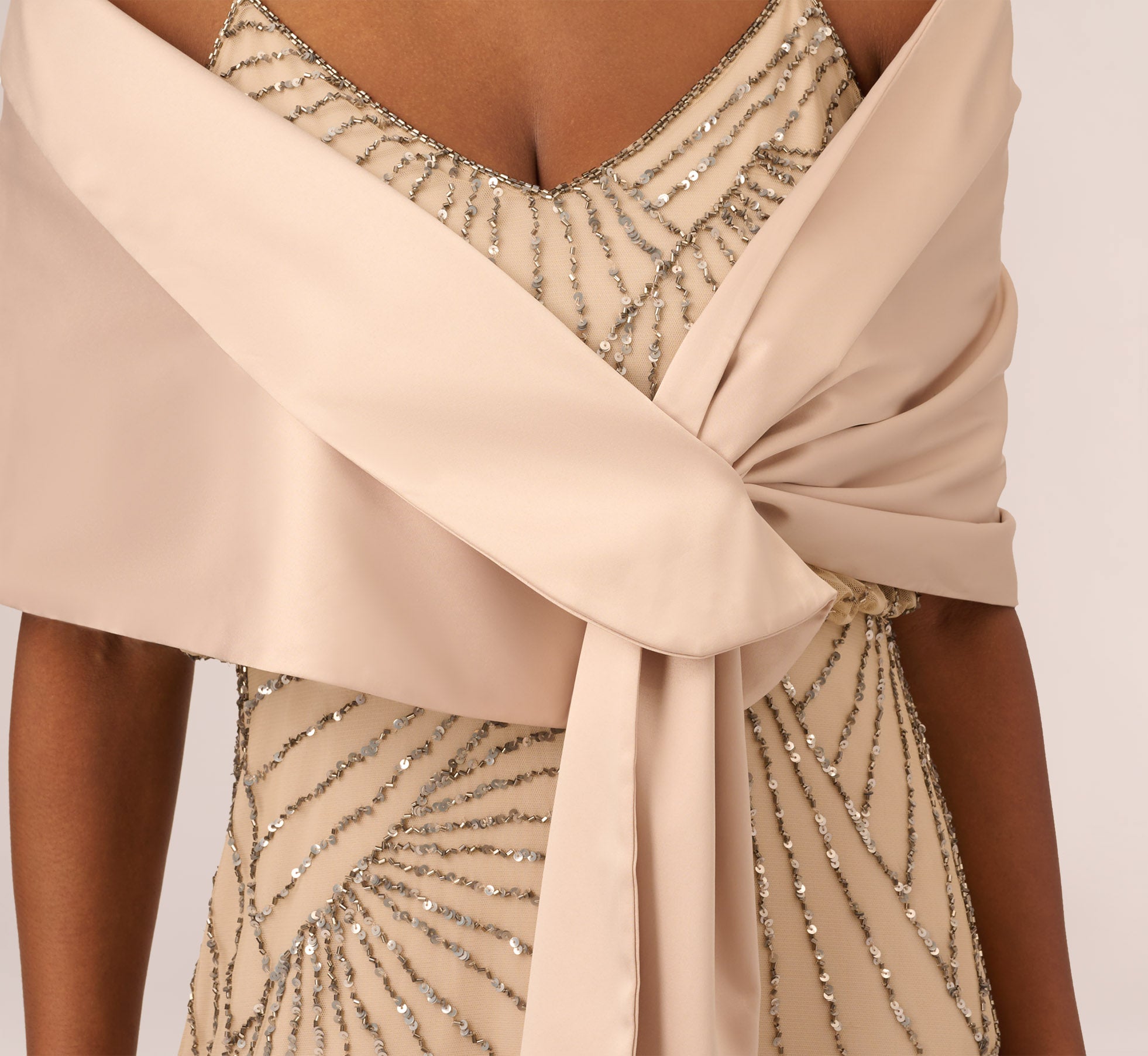 Charmuese Wrap In Champagne Adrianna Papell