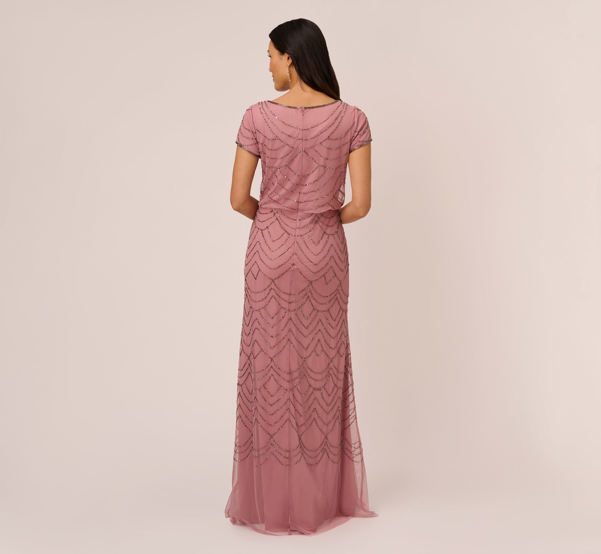 Adrianna papell short hotsell sleeve beaded blouson gown