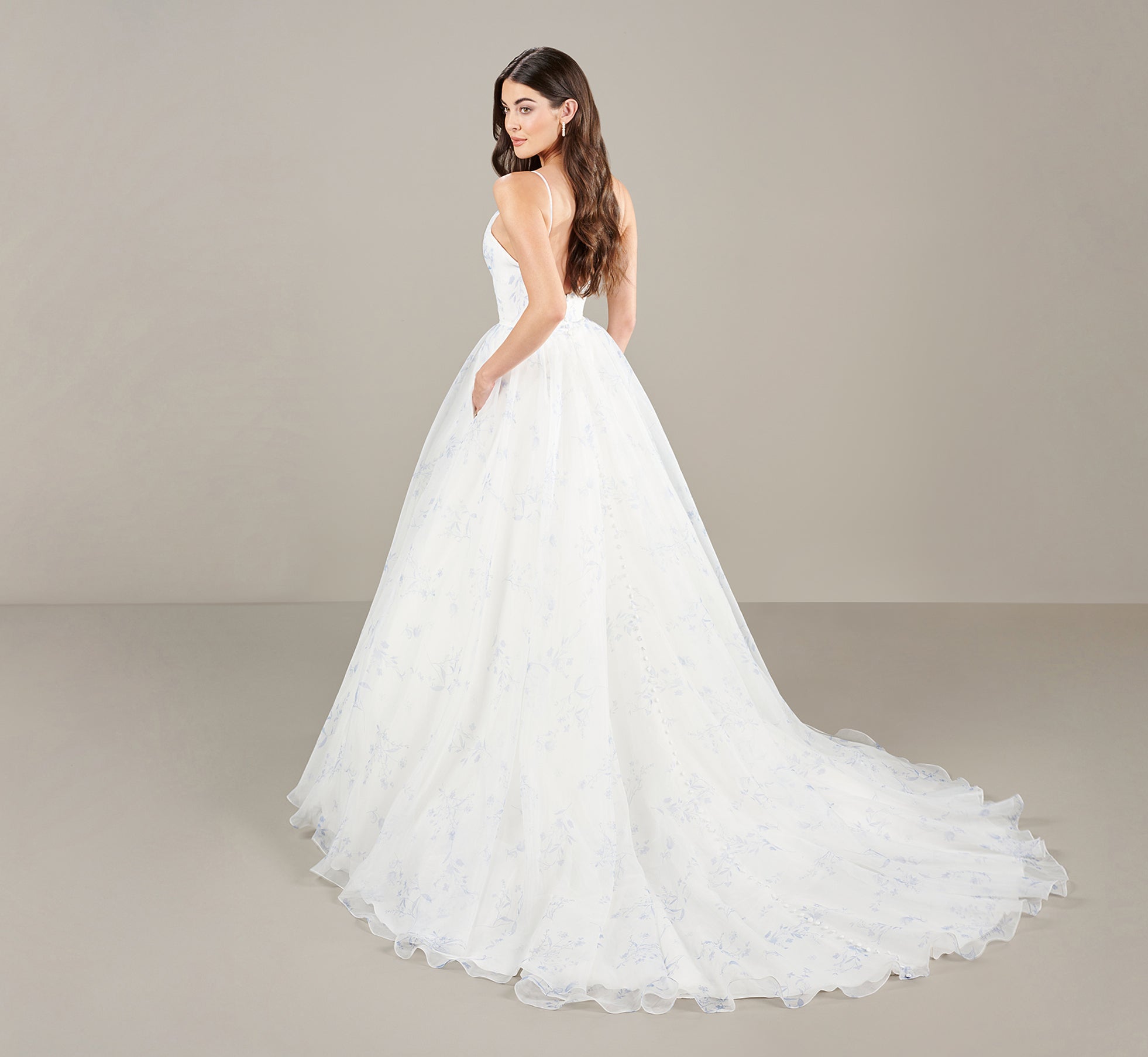 Organza Wedding Ball Gown In Ivory Blue Adrianna Papell