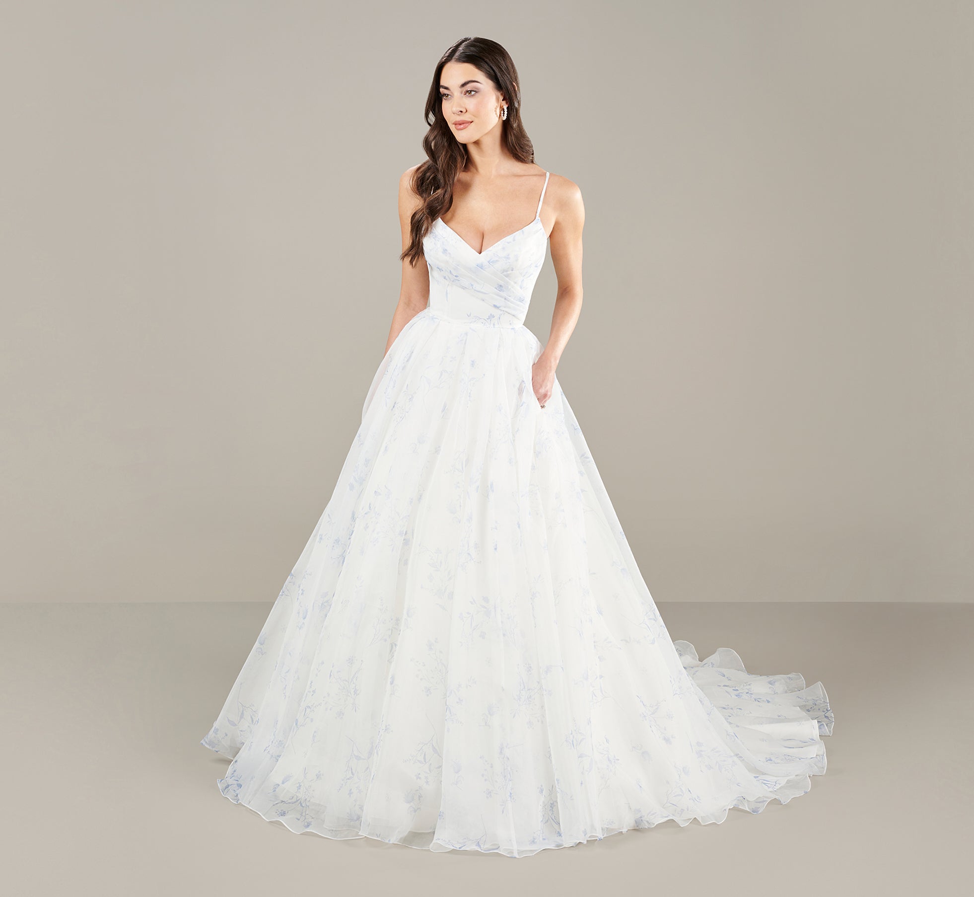 Organza Wedding Ball Gown In Ivory Blue – Adrianna Papell