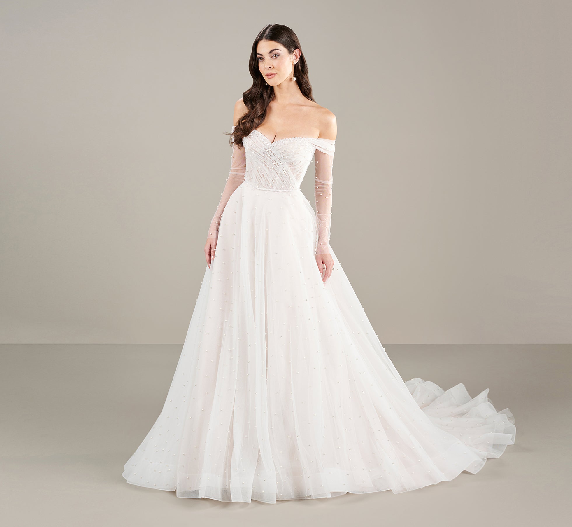 Lace and taffeta surplice ball cheap gown