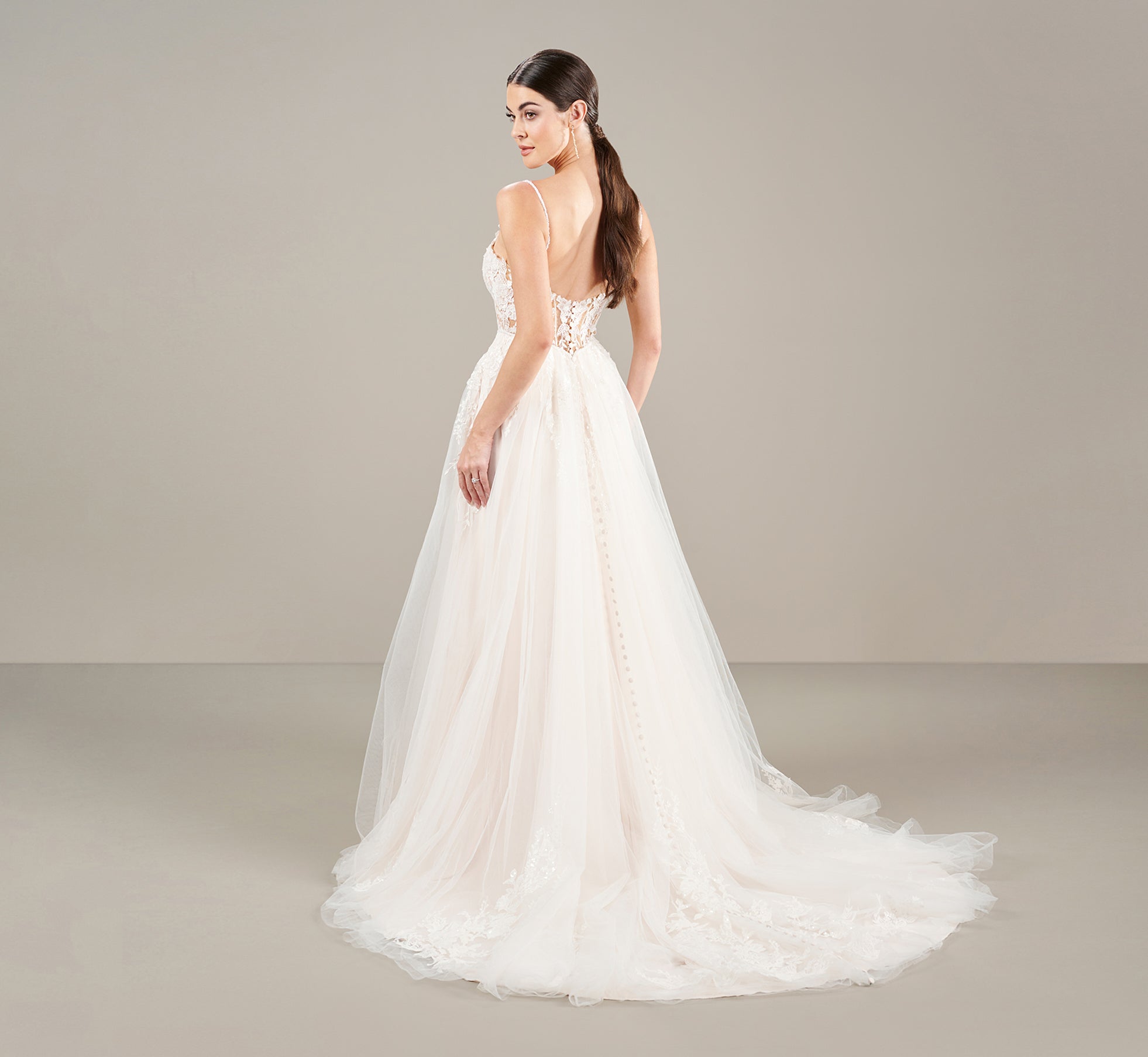 Elegant A Line Gown In Ivory Almond Adrianna Papell