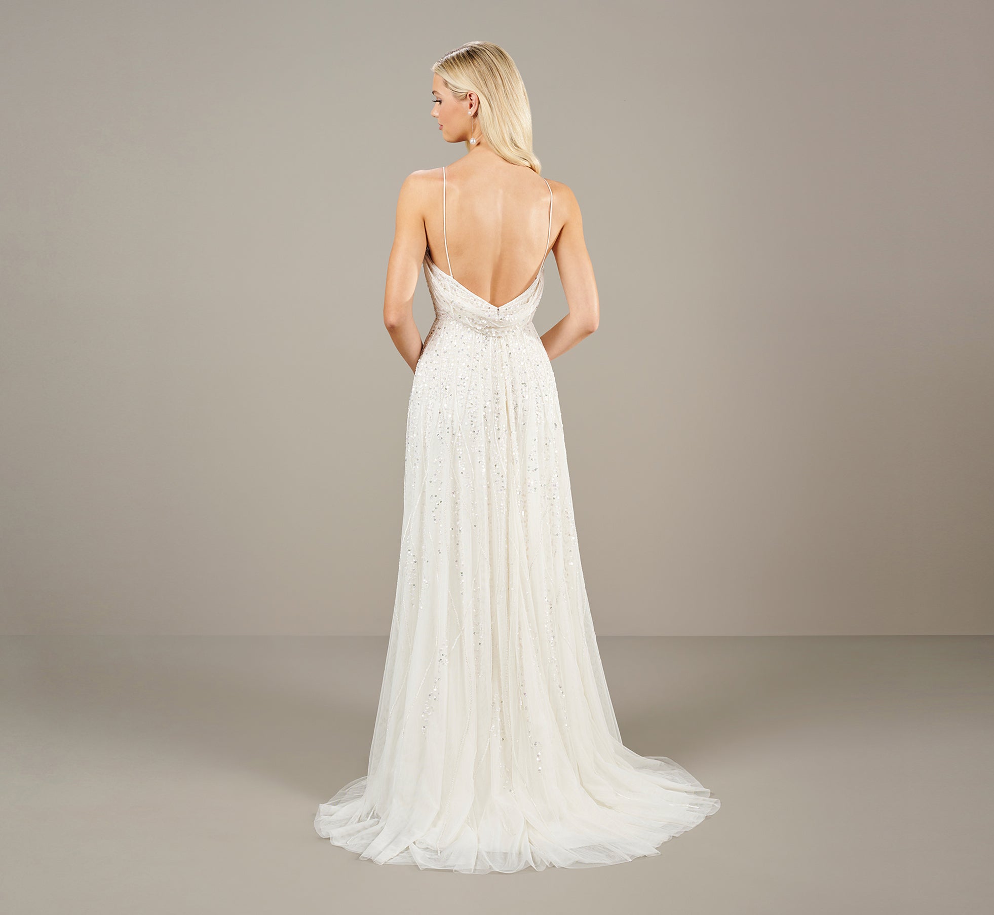 Hand Beaded A Line Gown In Ivory Adrianna Papell