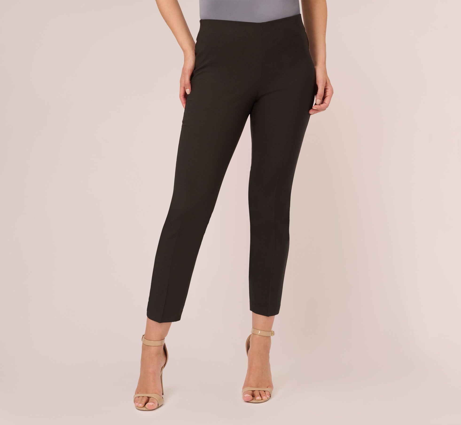 Cropped Pull On Pant With Tailored Details In Black Adrianna Papell