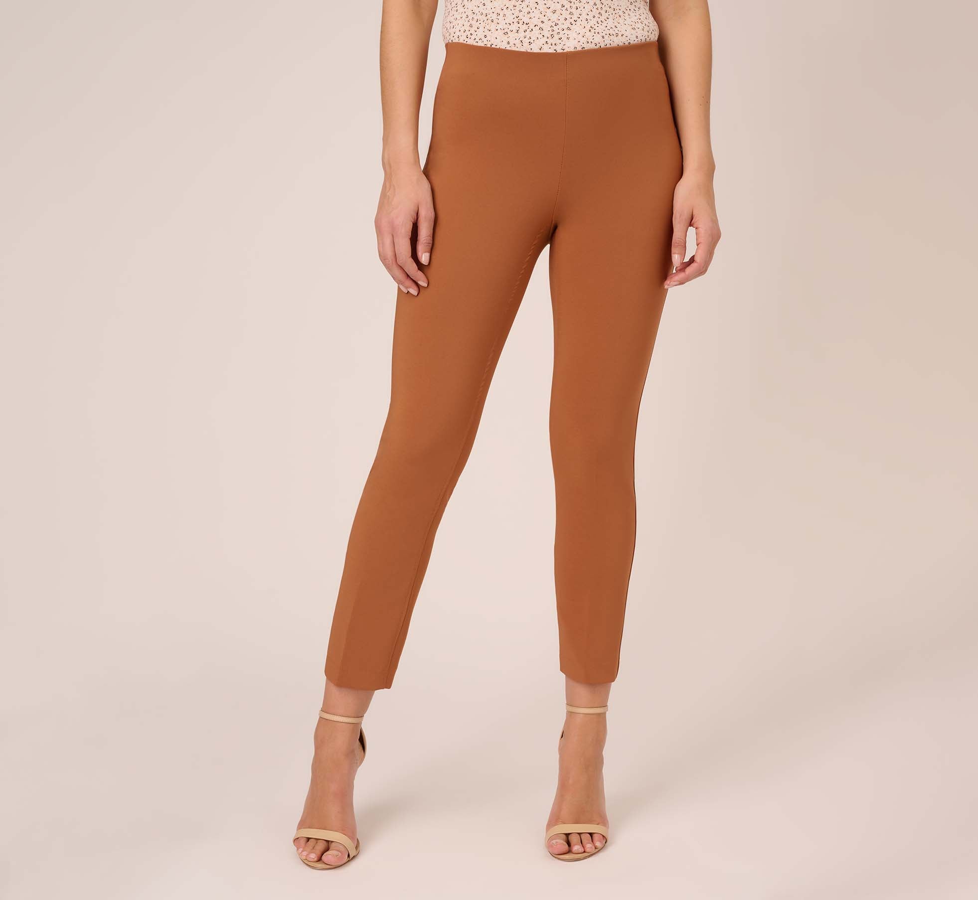 Cropped Pull-On Pant With Tailored Details In Terracotta 1