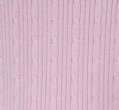 Short Sleeve Cable Knit Sweater With Crew Neckline In Orchid Petal