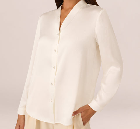 Pebble Satin Woven Blouse In Ivory