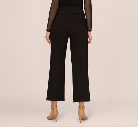 Ponte Knit Pull On Pant With Kick Flare Hem In Black