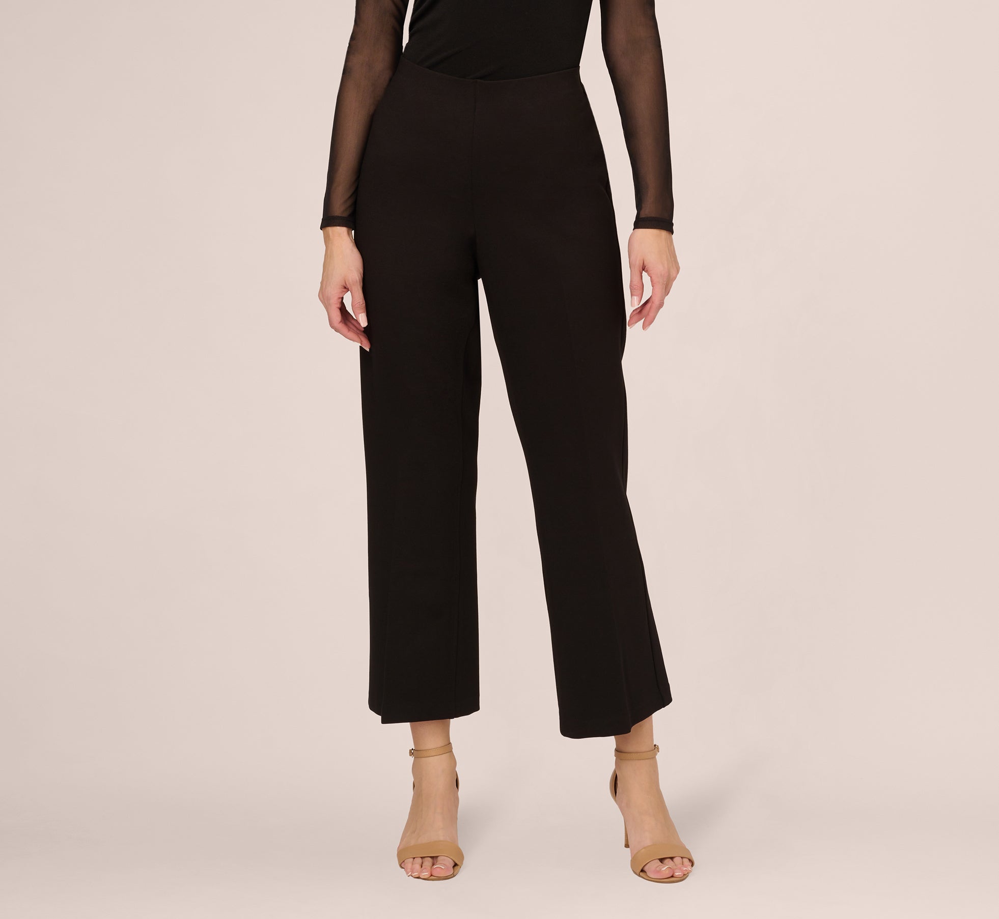 Ponte Knit Pull On Pant With Kick Flare Hem In Black 1