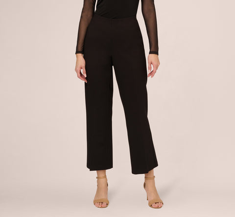 Ponte Knit Pull On Pant With Kick Flare Hem In Black