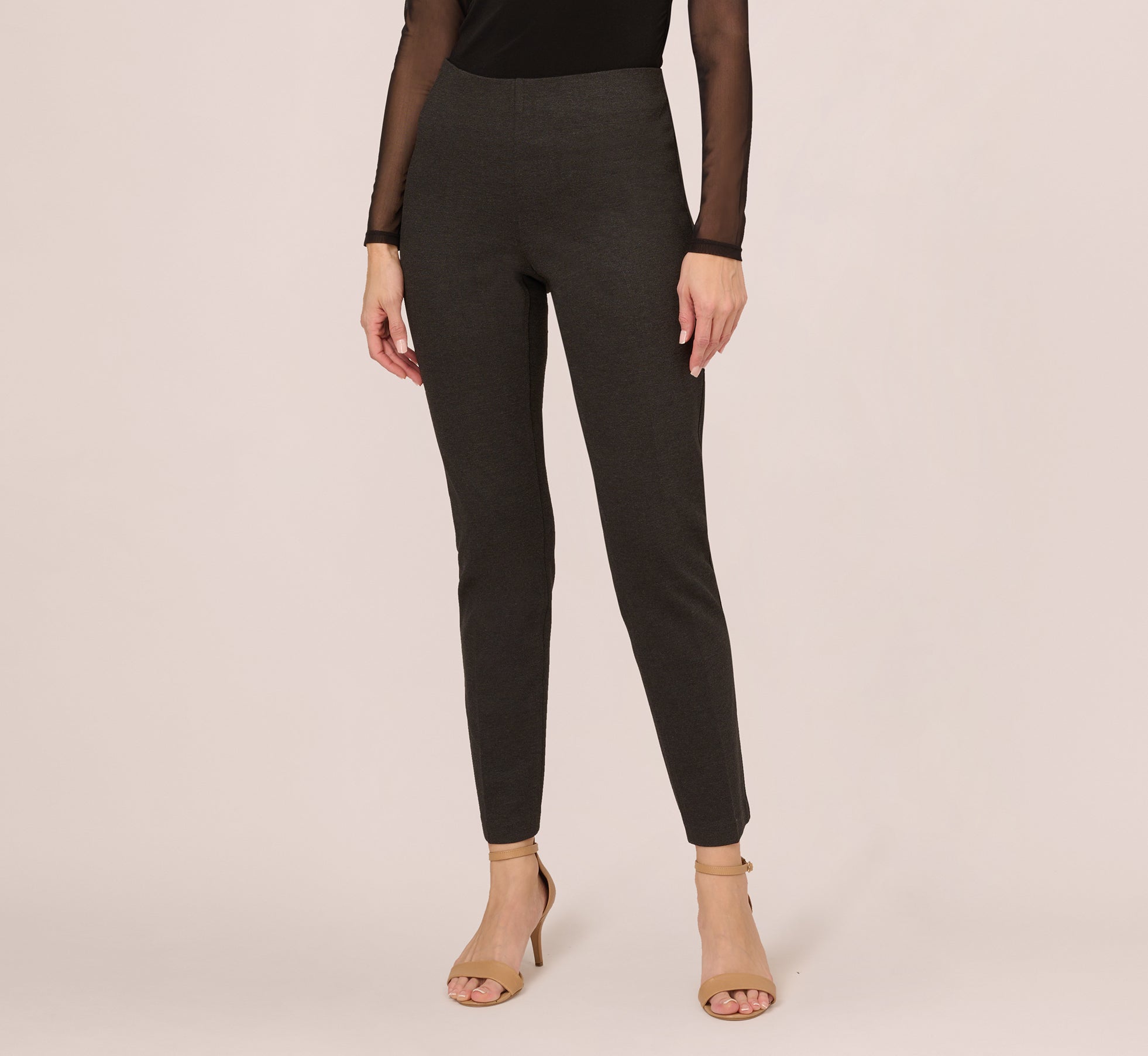 Ponte Pull On Pant In Heather Charcoal 1