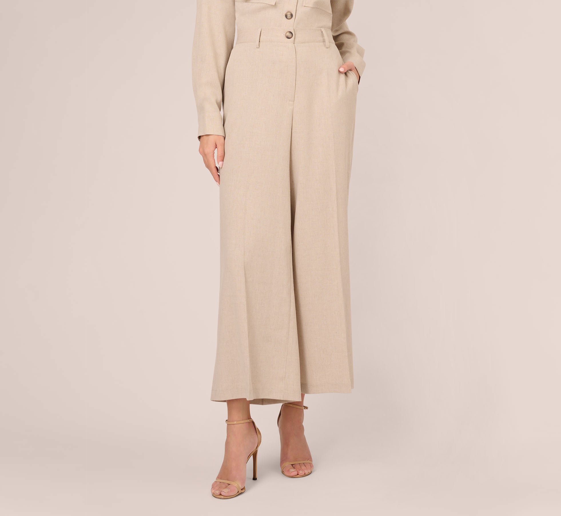 Wide Leg Utility Pants With Pockets In Flax | Adrianna Papell