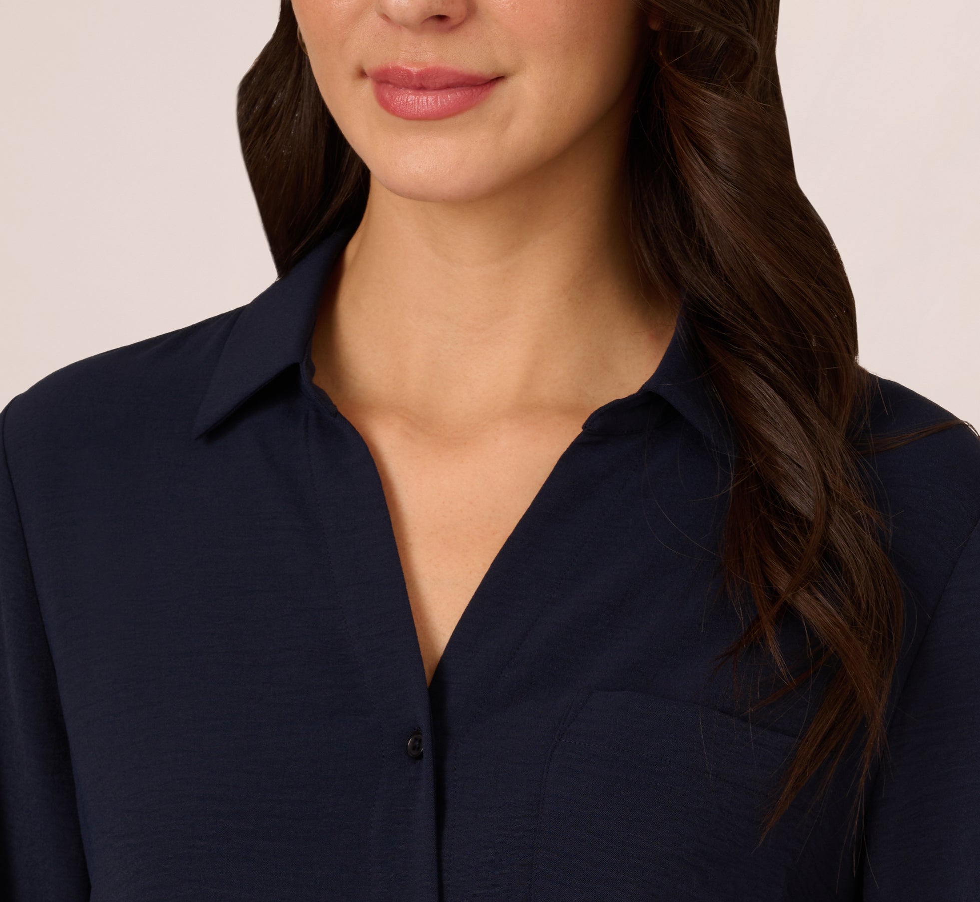 Textured Button Up Top With Long Sleeves In Blue Moon | Adrianna