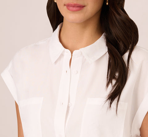 Sleeveless Utility Shirt With Chest Pockets In White