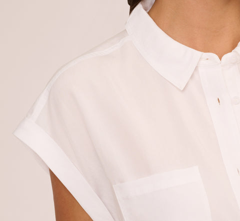 Sleeveless Utility Shirt With Chest Pockets In White