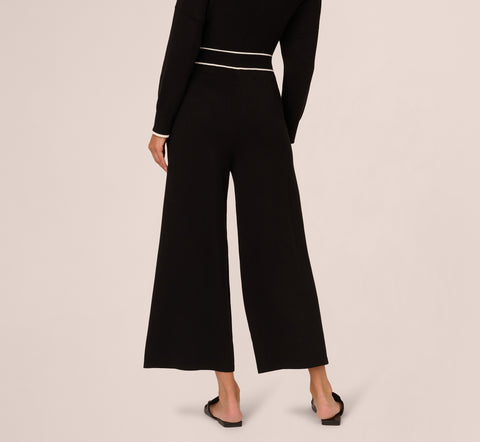 Pull On Sweater Pant With Contrast Tipping In Black Ivory