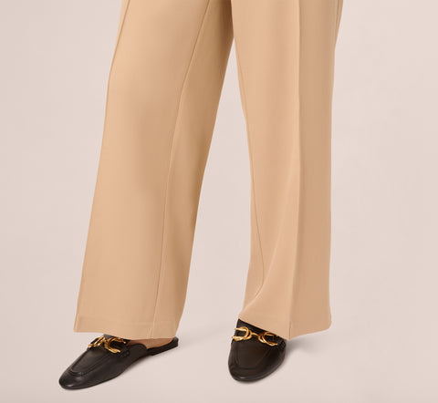 Twill Zip Fly Belted Wide Leg Pant In Sandstone