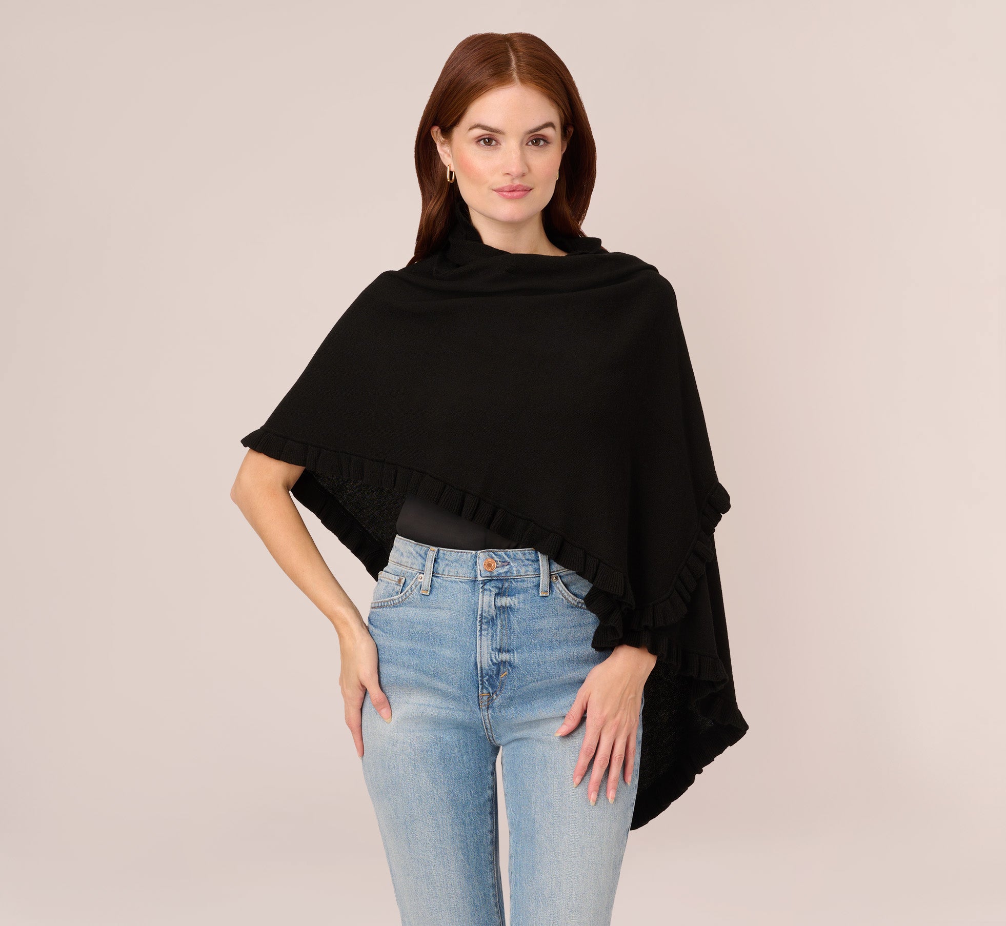 Ruffled S Hug With Hidden Tunnel Sleeves In Black Adrianna Papell