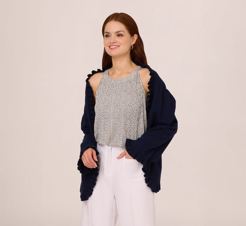 Ruffled S'Hug® With Hidden Tunnel Sleeves In Navy