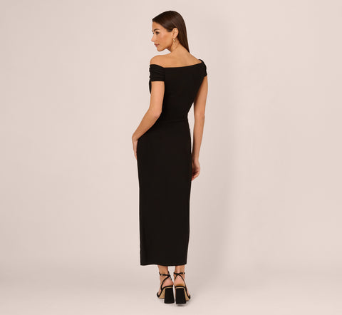 Off The Shoulder Jersey Maxi Dress In Black