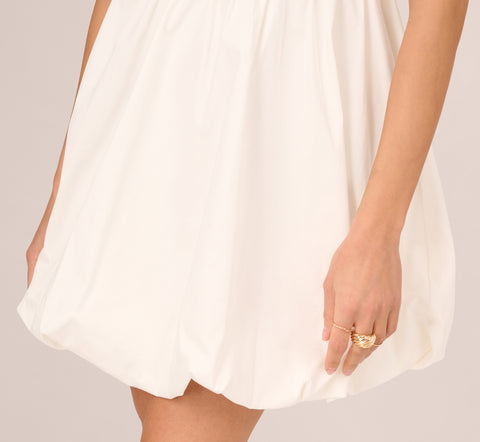 Short Bubble Dress With Bow Tie Straps In White