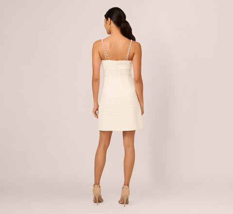 Tweed Pearl Short Dress In Ivory