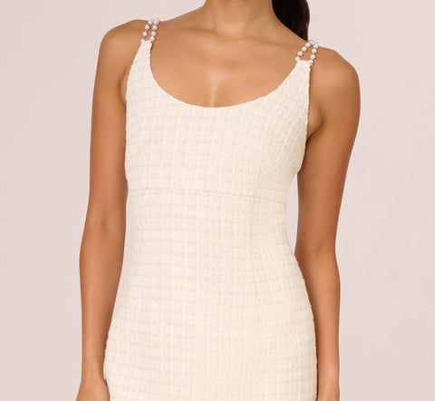 Tweed Pearl Short Dress In Ivory