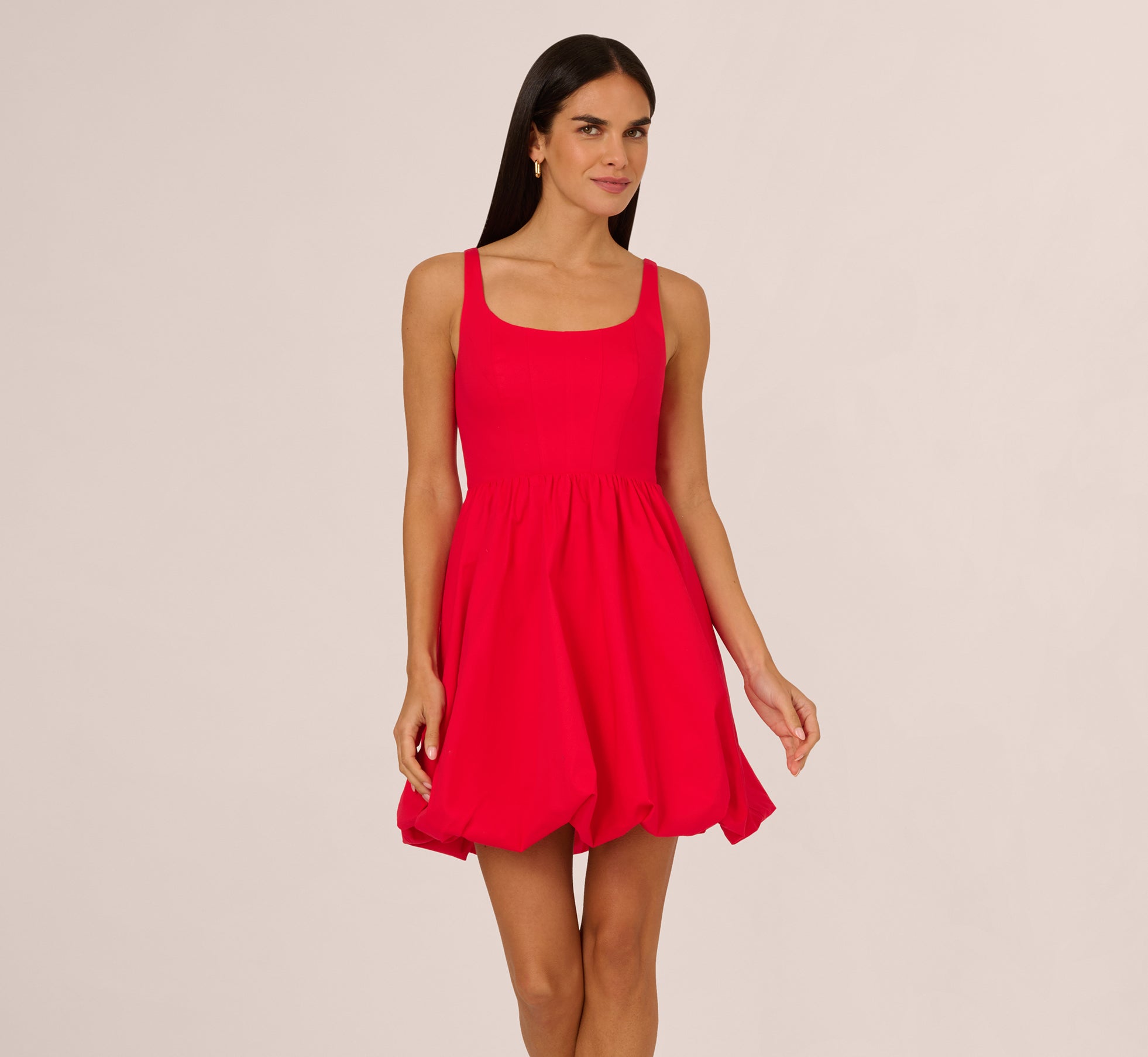 Square Neck Bubble Dress In Scarlet 1