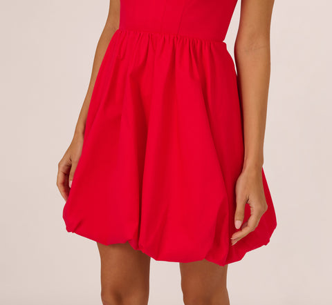 Square Neck Bubble Dress In Scarlet