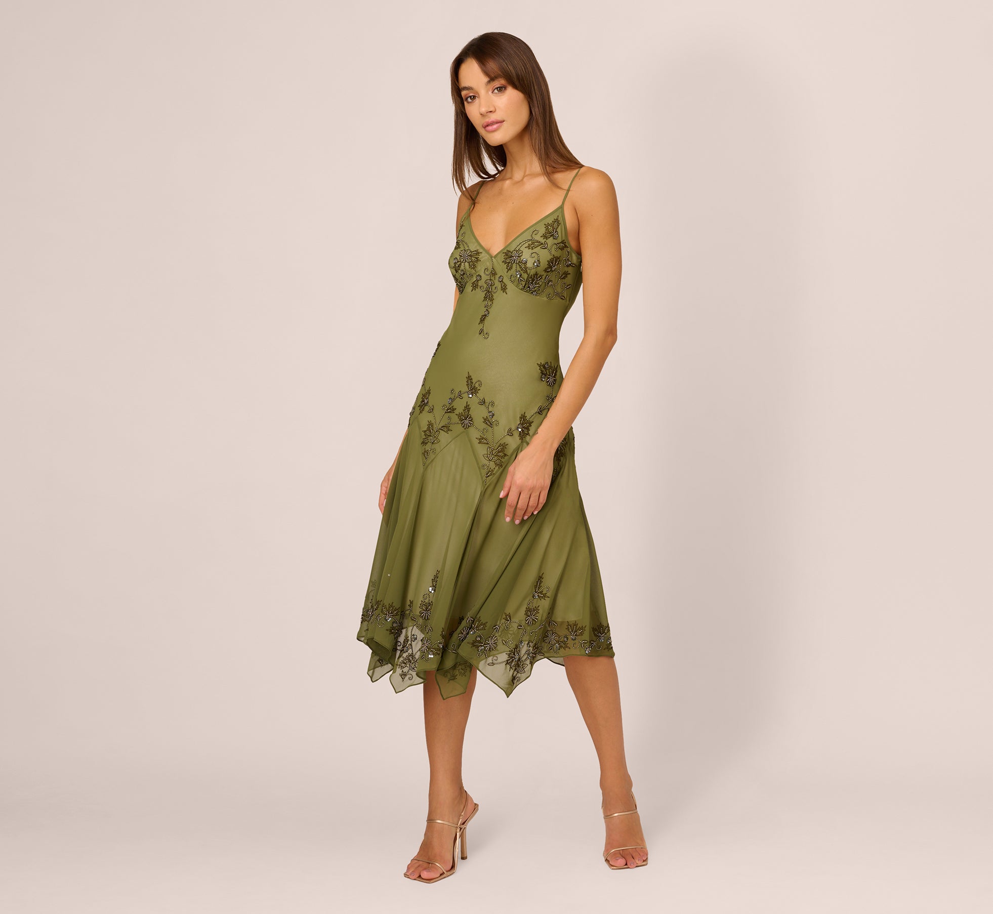 Dana Strapless Chiffon and Lace Midi Dress in Hunter Green  Green lace  dresses, Green chiffon dress, Hunter green bridesmaid dress