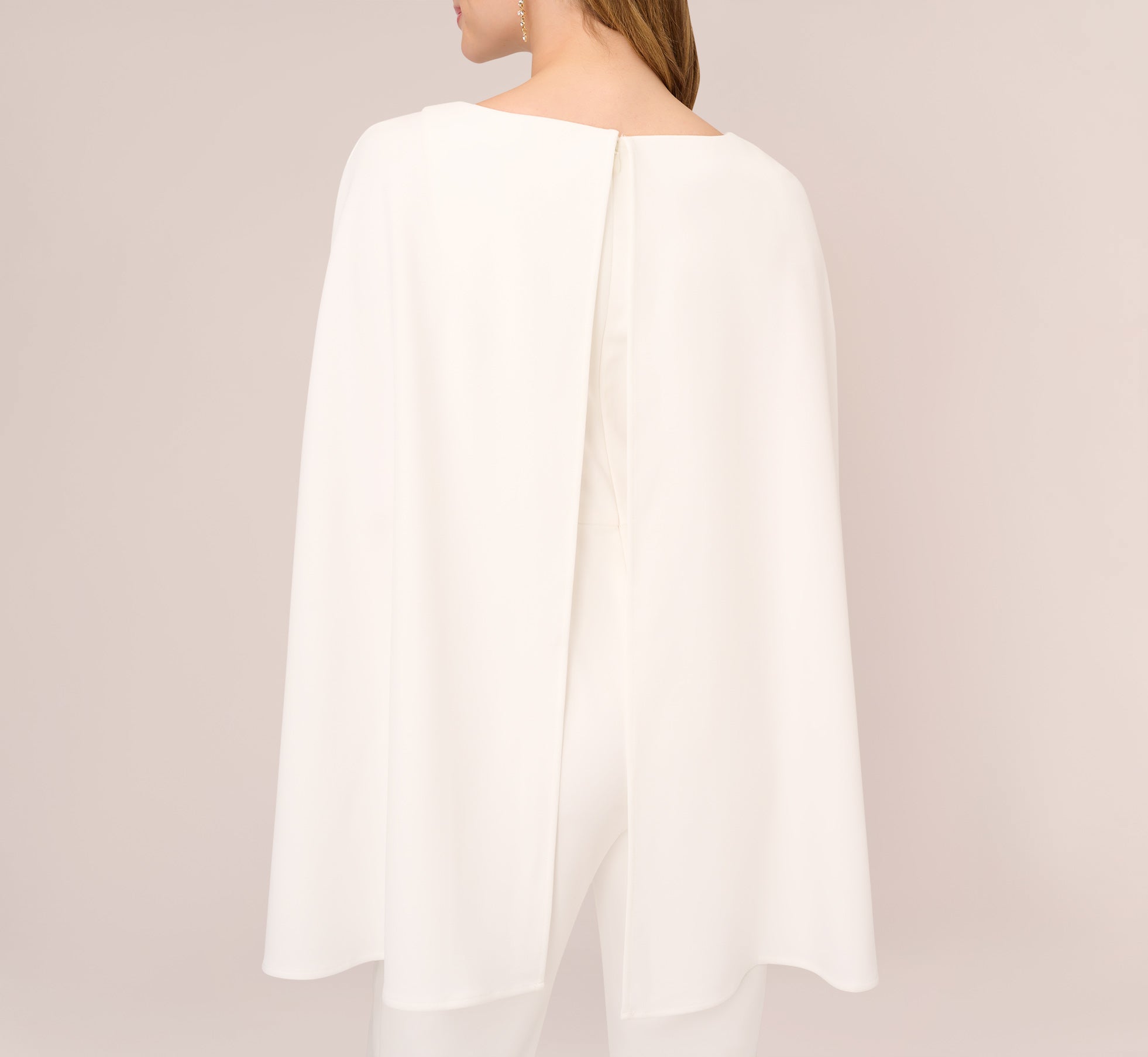 Crepe Jumpsuit With Cape In Ivory Adrianna Papell