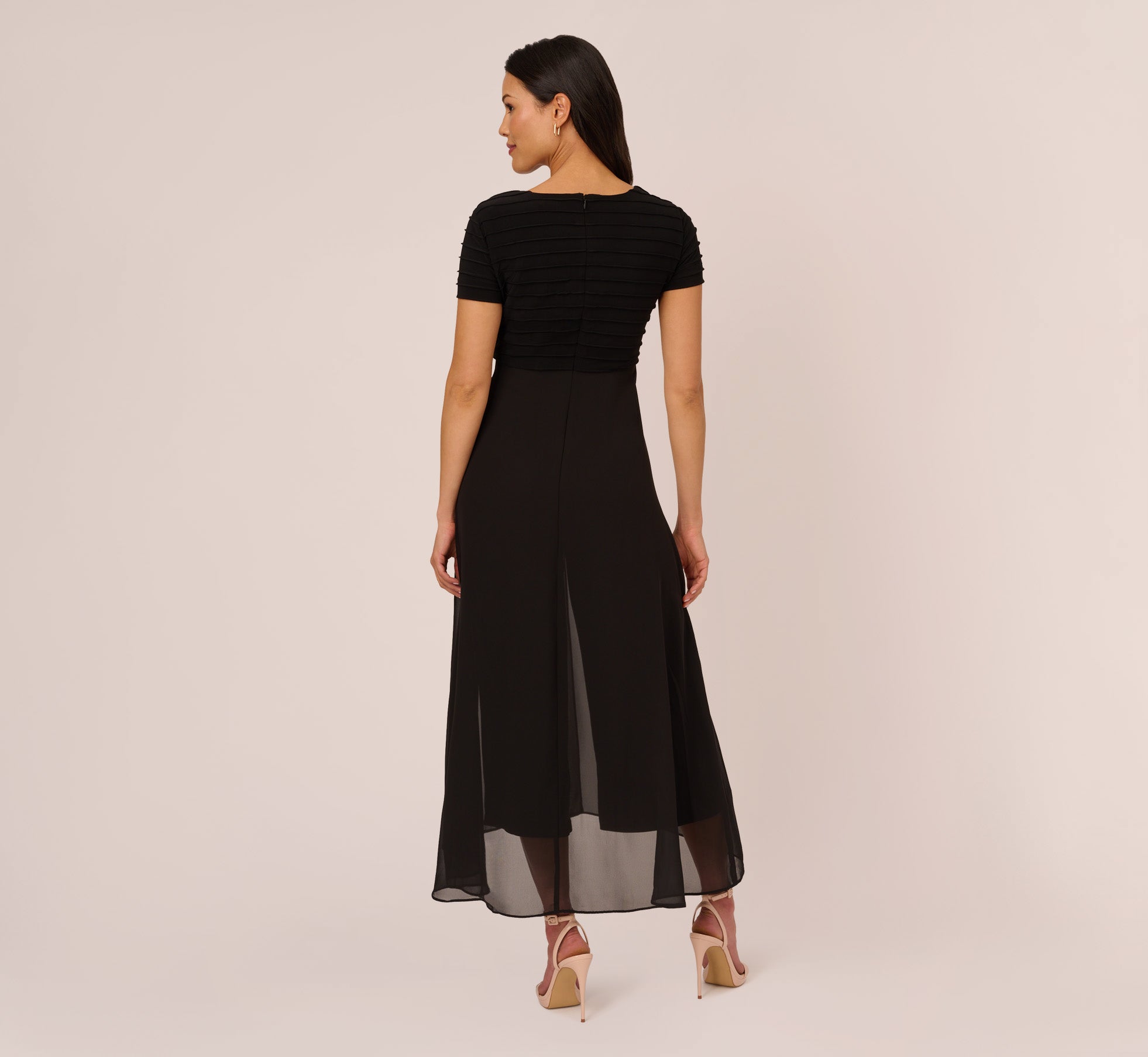 Cropped Jumpsuit With Pintuck Bodice In Black Adrianna Papell