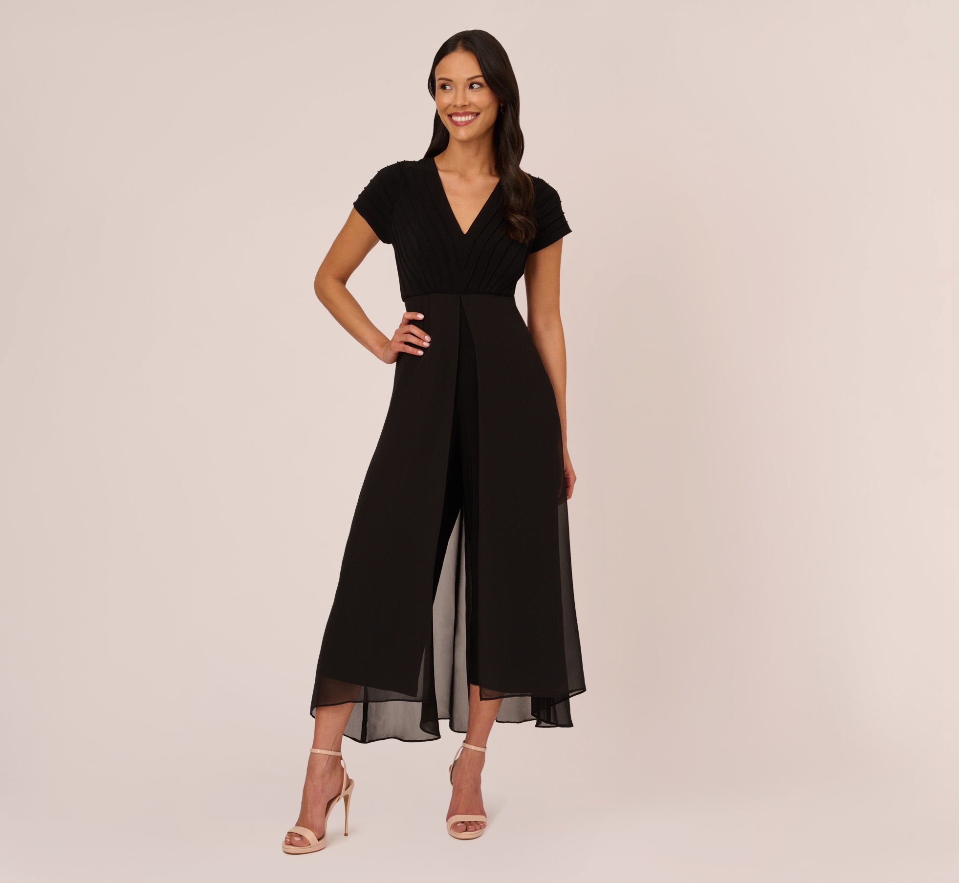 Cropped Jumpsuit With Pintuck Bodice In Black 1