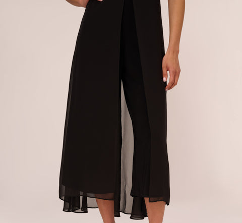 Cropped Jumpsuit With Pintuck Bodice In Black