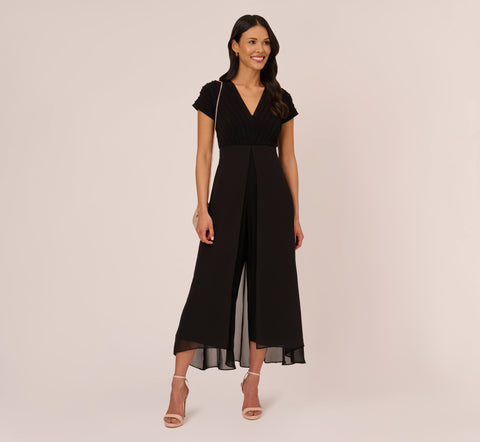 Cropped Jumpsuit With Pintuck Bodice In Black