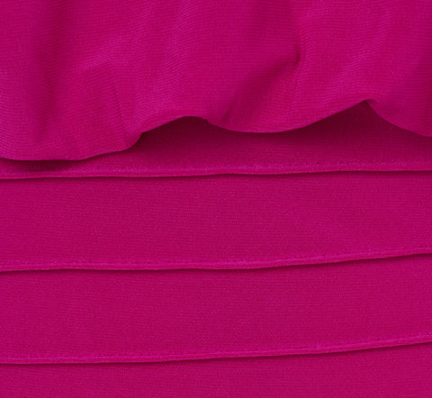 Plus Size Blouson Pintucked Dress With Cold Shoulder Sleeves In Hot Magenta