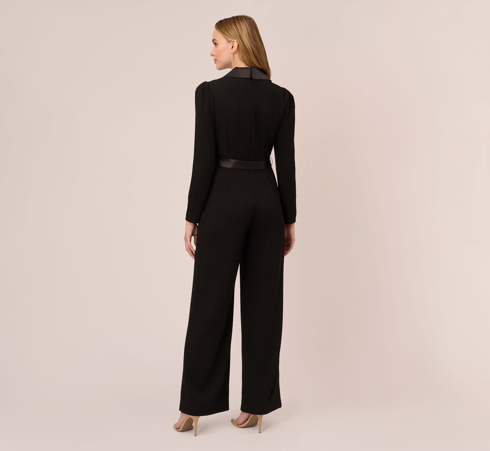 Knit Crepe Tuxedo Jumpsuit In Black | Adrianna Papell