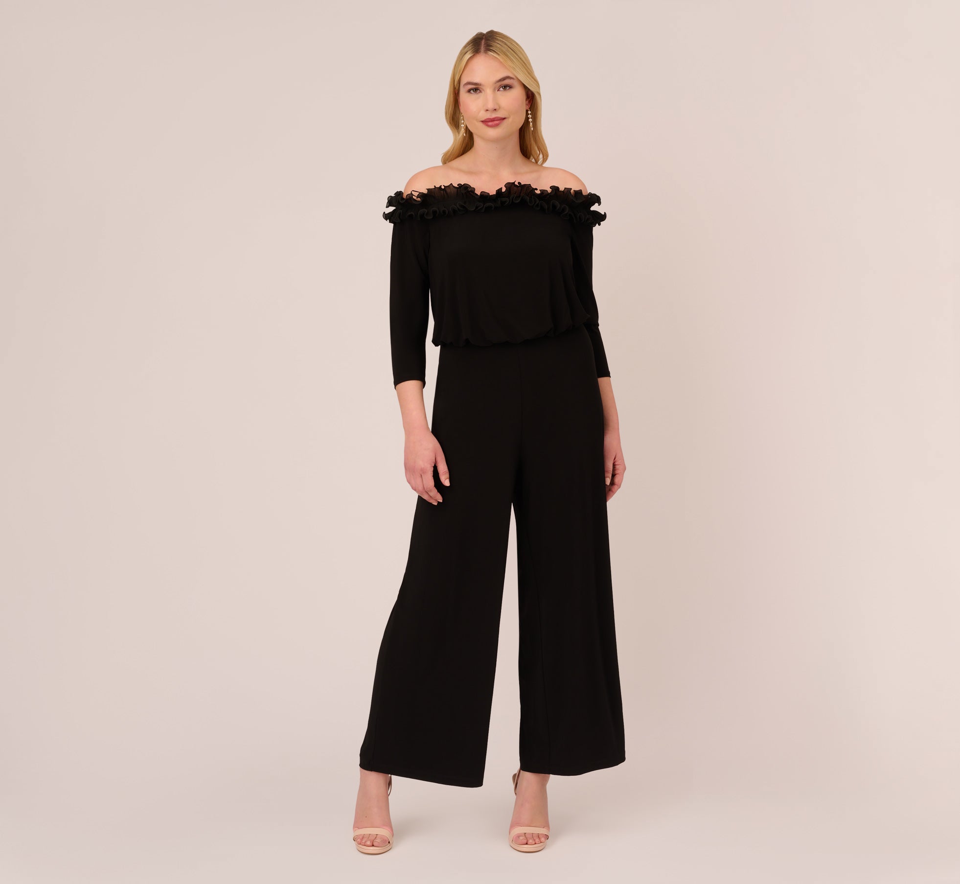 Plus Size Signature Blouson Jumpsuit In Black Adrianna Papell