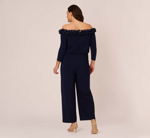 Plus Size Signature Blouson Jumpsuit In Navy