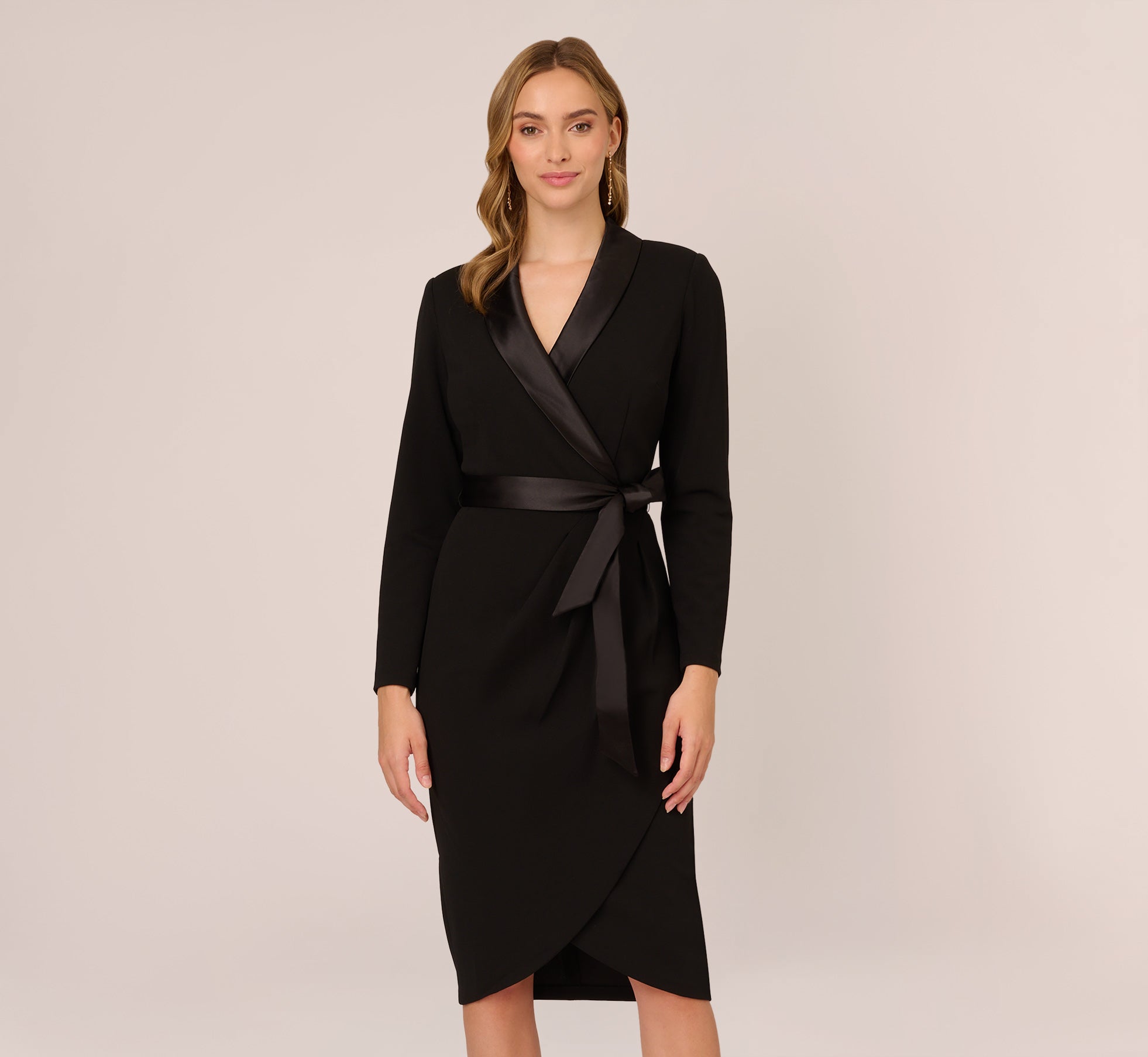 Knit Crepe Tuxedo Sheath Dress In Black Adrianna Papell