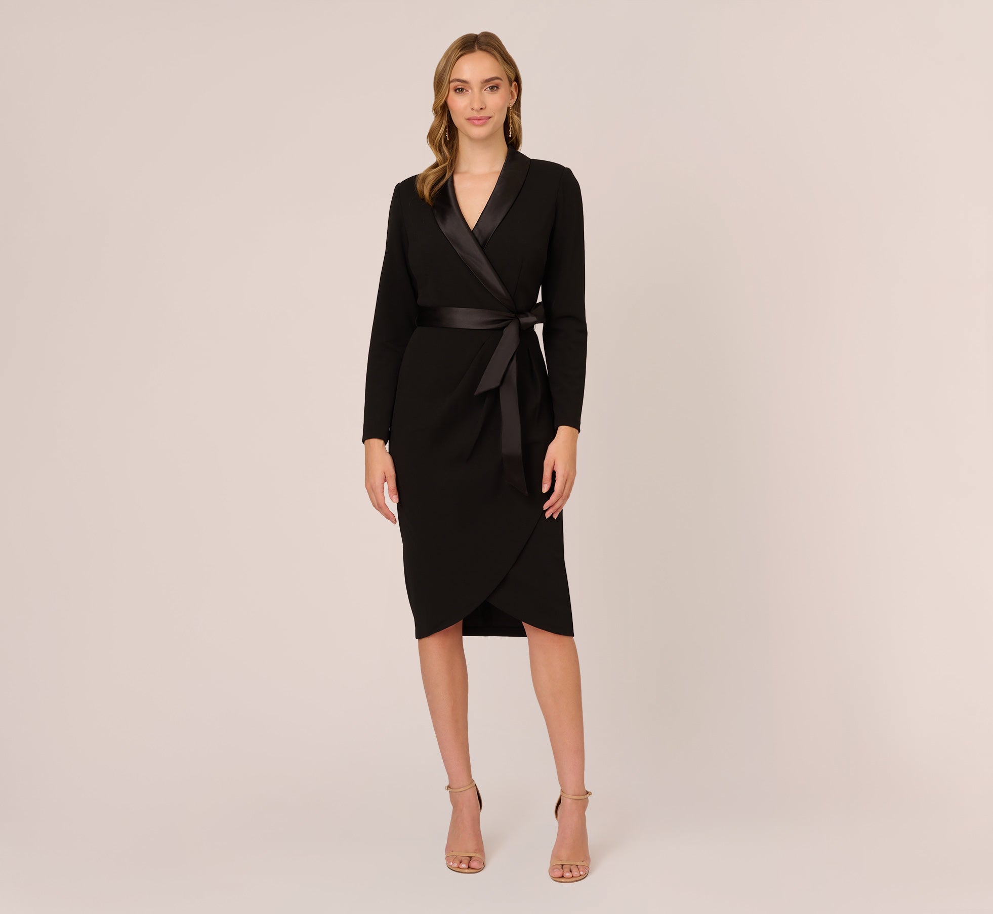 Knit Crepe Tuxedo Sheath Dress In Black Adrianna Papell