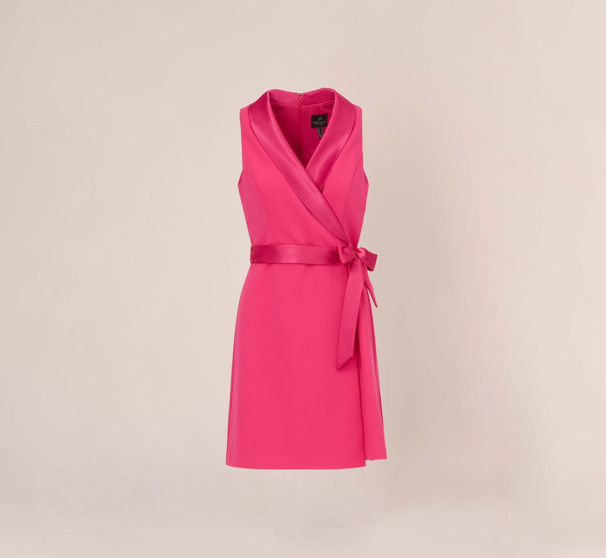 Plus Size Crepe Tuxedo Short Faux Wrap Dress In Cabaret Pink