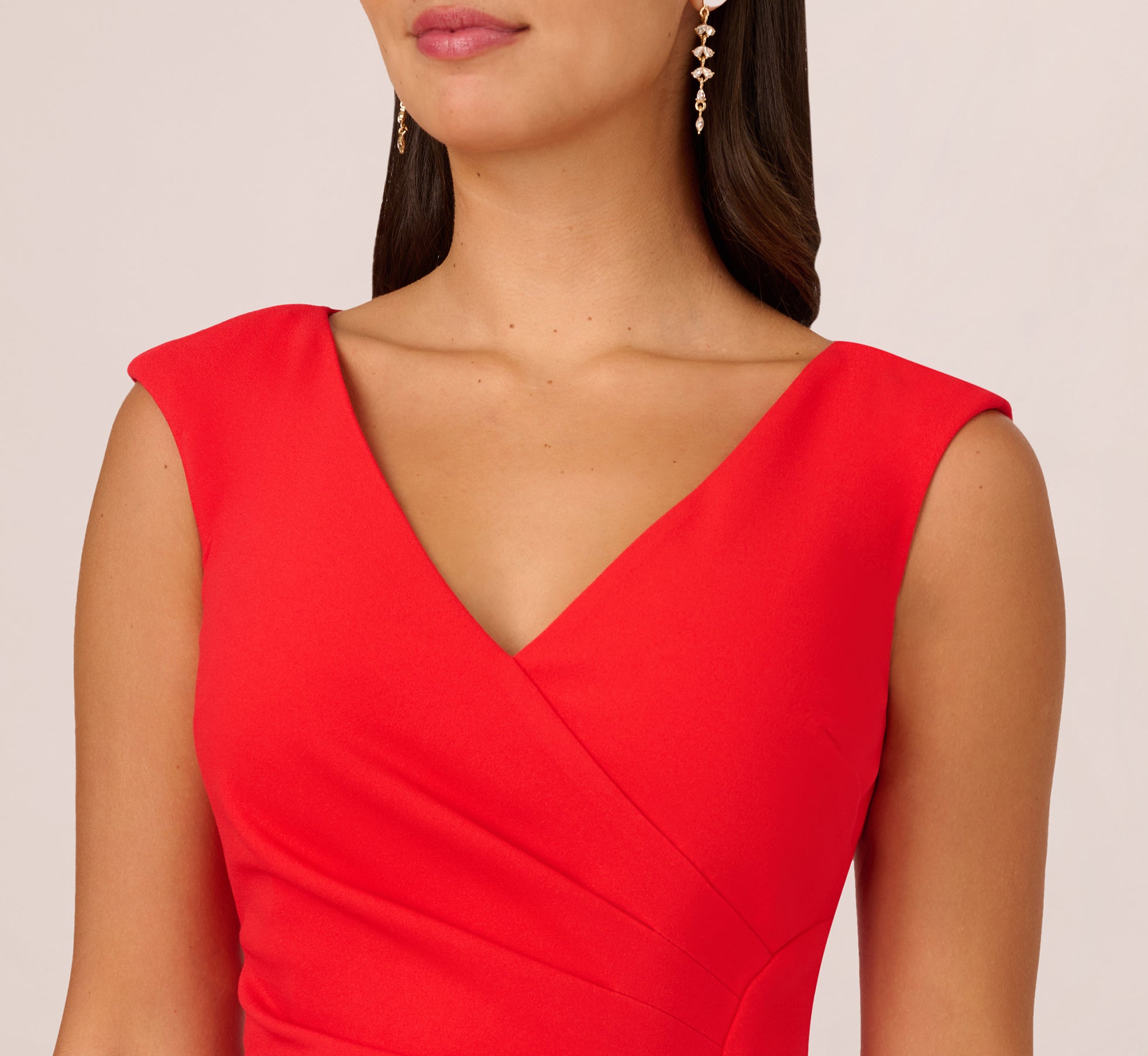 NEW Adrianna top Papell Pleated Detail Textured Crepe Sheath Dress 8